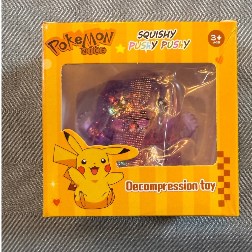 Pokemon Nice Squishy Pushy Pushy Gengar Decompression Toy Purple Glitter 166